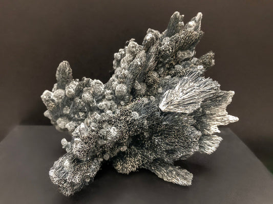 STIBNITE with BOULANGERITE and QUARTZ