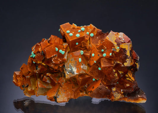 MALACHITE on FLUORITE with painting