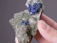 AZURITE on MALACHITE ps. after TENNANTITE on CUPRIAN SMITHSONITE