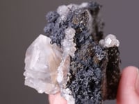 ARGENTOPYRITE with CALCITE   POLYBASITE and NATIVE SILVER