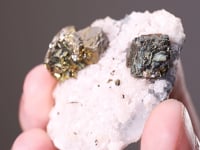 PYRITE and CALCITE  on  QUARTZ