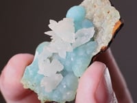 CUPRIAN SMITHSONITE with CUPRIAN ADAMITE and CALCITE