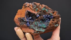 AZURITE with MALACHITE on LIMONITE