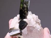 TOURMALINE with CLEAVELANDITE on QUARTZ
