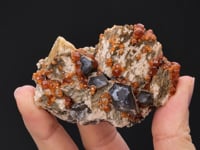 SPESSARTINE on MICROCLINE with Smoky QUARTZ