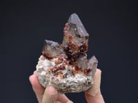 SPESSARTINE on Smoky QUARTZ