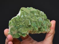 DUFTITE with DIOPTASE  on CALCITE