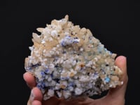 CREEDITE with PROSOPITE   and AZURITE on QUARTZ