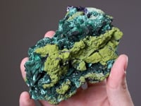 MALACHITE ps. after AZURITE with GARTRELLITE with AZURITE