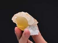 FLUORITE with CALCITE  on QUARTZ