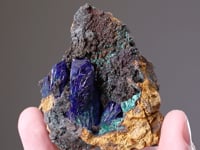 AZURITE with MALACHITE on LIMONITE