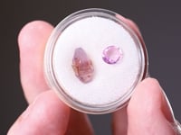 CORUNDUM var. Pink Sapphire Uncut crystal and cut gem