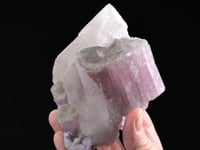 ELBAITE with LEPIDOLITE  with Cleavelandite on QUARTZ
