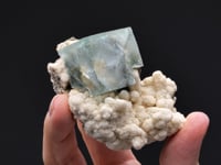 FLUORITE with CALCITE on QUARTZ