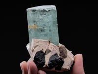 BERYL var. Aquamarine with FLUORAPATITE, Muscovite and Feldspar