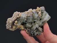 FLUORAPATITE with SIDERITE, CALCITE and MUSCOVITE
