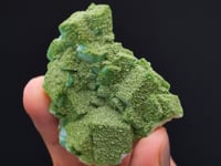 DUFTITE with DIOPTASE on CALCITE