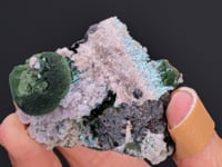 KOLWEZITE with CALCITE, GOETHITE and CHRYSOCOLLA